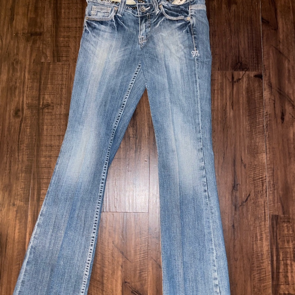 Miss Me Boot Cut Jeans in Faded Blue
